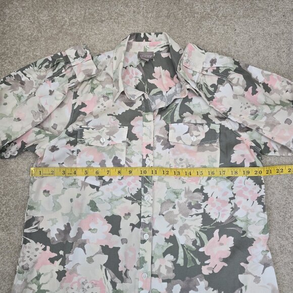 Chicos Floral Button Up Blouse Top Long Sleeve Super Soft Lyocell Sz Medium EUC - Picture 6 of 8
